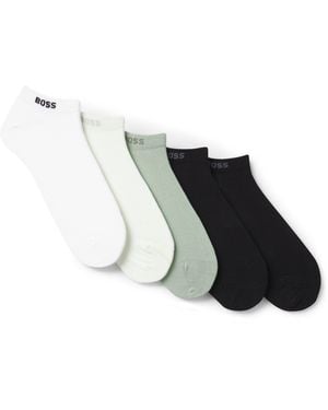 BOSS Vijf Paar Enkelsokken Van Een Katoenmix Met Logo's - Zwart