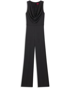 HUGO Overall Aus Satin Mit Wasserfall-Ausschnitt - Schwarz