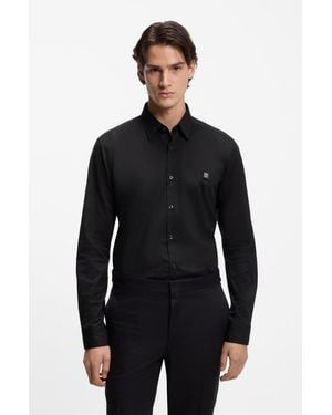 HUGO Slim-Fit Logo Shirt - Black