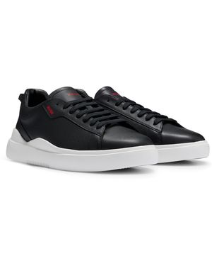HUGO Sneakers Aus Glattleder Mit Cupsohlen - Schwarz