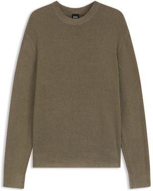 BOSS Regular-Fit Sweater With Corduroy Rib - Green