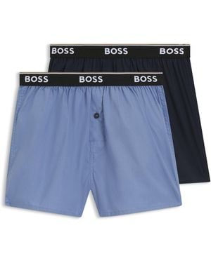 BOSS Lot De Deux Shorts De Pyjama En Popeline De Coton - Bleu
