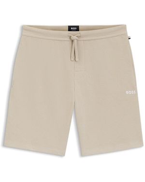 BOSS Cotton-Blend Pyjama Shorts With Embroidered Logo - Natural