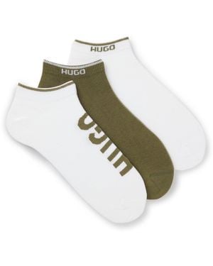 HUGO Three-Pack Of Ankle Socks With Logos - Green