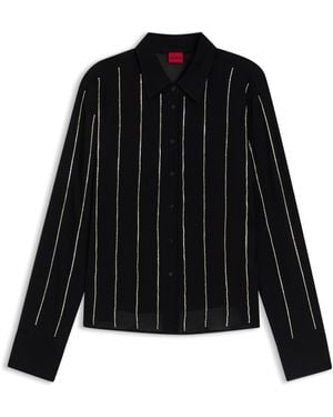 HUGO Chemisier Regular En Crêpe Avec Rayures Tennis À Strass - Noir