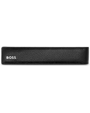 BOSS Grained-Leather Pen Pouch - Black