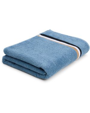 BOSS Toalla De Baño De Algodón Con La Raya Característica De La Firma - Azul