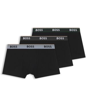 BOSS Paquete De Tres Calzoncillos De Algodón Con Logo En La Cinturilla - Negro