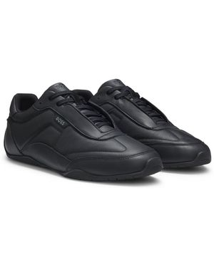 BOSS Leather Trainers With Logo Detail - Black