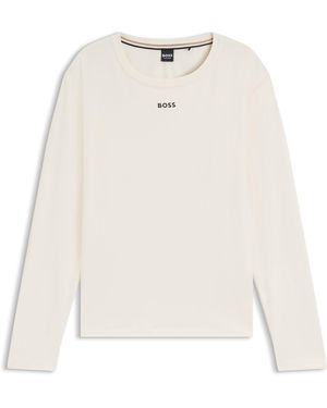 BOSS Camiseta De Pijama De Algodón Elástico Con Logo Estampado - Blanco