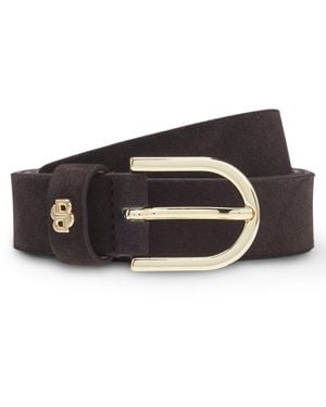 BOSS Suède Riem Met Goudkleurig Double B-Monogram - Zwart