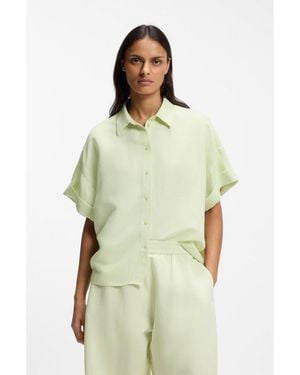 BOSS Regular-Fit Blouse With Rolled Cuffs - Green