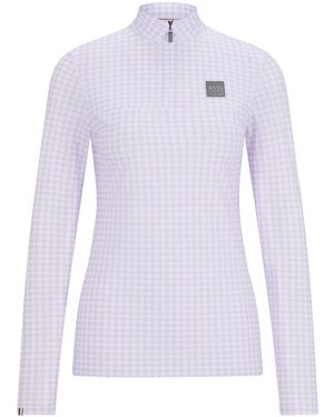 BOSS Top De Entrenamiento Para Equitación De Cuello Con Cremallera Confeccionado En Tejido Elástico Transpirable - Blanco
