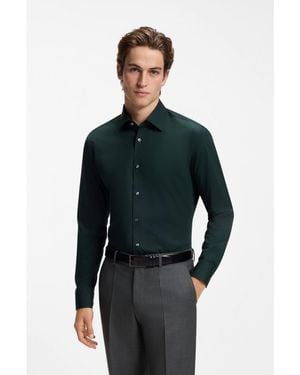 BOSS Slim-Fit Stretch-Cotton Shirt - Blue