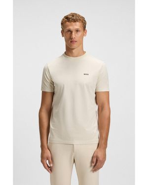 BOSS Stretch-Cotton T-Shirt With Contrast Logo - White
