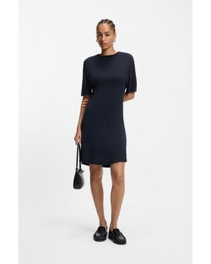 BOSS Jersey Dress With Rear Drape Detail - Blue