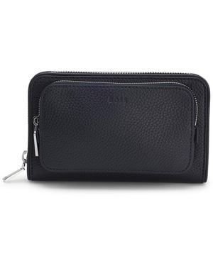 BOSS Italian Leather Crossbody Bag With Hardware - Black