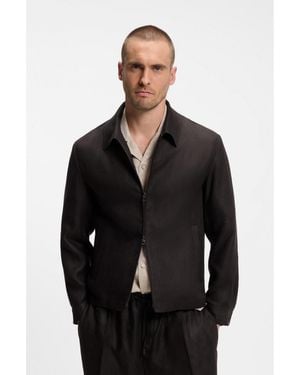 BOSS By Beckham Relaxed-Fit Linen Jacket - Black