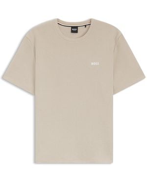 BOSS Cotton-Blend Pyjama T-Shirt With Embroidered Logo - Natural