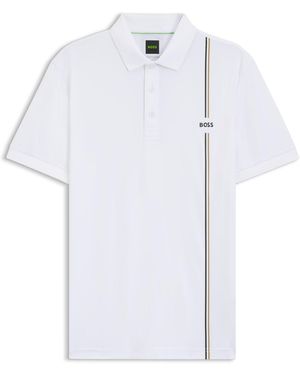 BOSS Active Schnell Trocknendes Poloshirt Mit Signature-Streifen - Weiß
