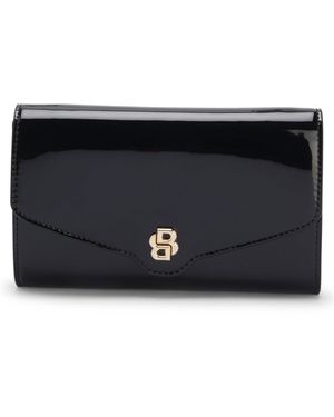 BOSS Faux-Leather Clutch Bag With Double B Monogram - Black
