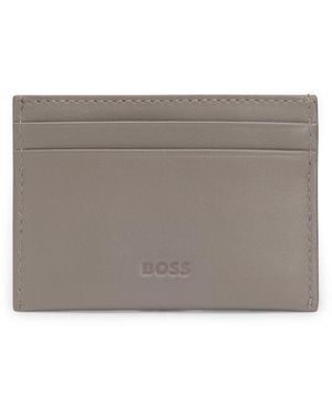 BOSS X Aston Martin Leather Card Holder With Wing Detail - Grey