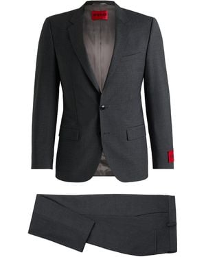 HUGO Slim-Fit Anzug Aus Funktionalem Stretch-Woll-Mix - Schwarz