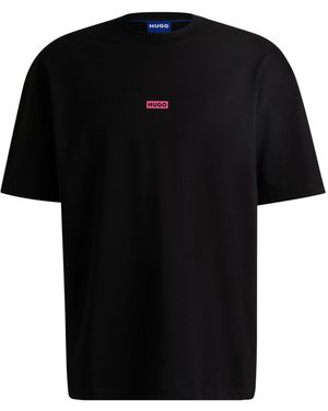HUGO T-shirt Van Katoenen Jersey Met Nieuw Seizoenslogo - Zwart