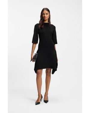 BOSS Knitted Dress With Shaped Hemline - Black