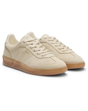 BOSS Suede Trainers With Rubber Sole - Natural
