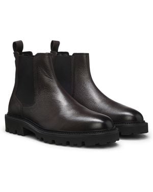 BOSS Botas De Piel Granulada Con Paneles Laterales Elásticos - Negro