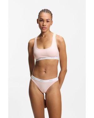 HUGO Stretch-Cotton Bralette With Repeat Logos - Pink