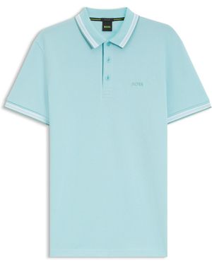 BOSS Paddy-Polo Van Katoenpiqué - Blauw