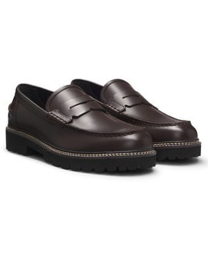 HUGO Loafer Aus Leder Mit Profilsohlen - Schwarz