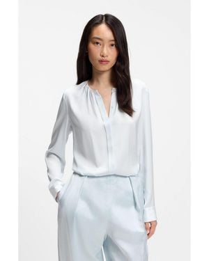 BOSS Collarless Regular-Fit Blouse - Blue