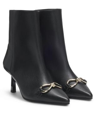 HUGO Faux-Leather Boots With Hardware Trim And 7Cm Heel - Black
