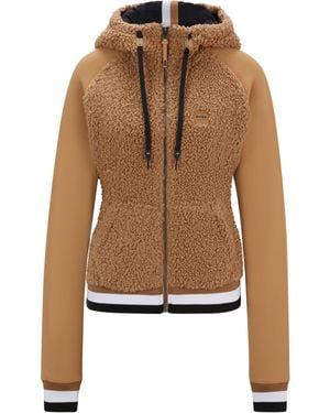 BOSS Equestrian Hybrid Hoodie With Teddy Body And Hood - Brown