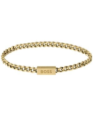 BOSS Tone Chain Cuff With Logo Closure - Metallic