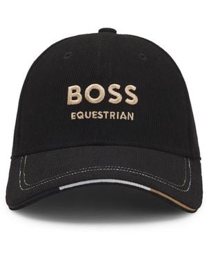 BOSS Reitsport-Cap Aus Baumwoll-Cord Mit Logo-Stickerei - Schwarz
