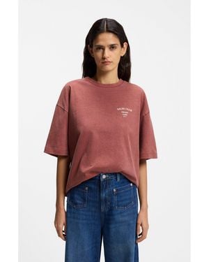 BOSS Cotton-Jersey T-Shirt With Printed Artwork - Red