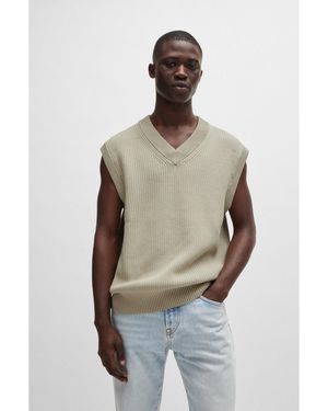 BOSS Relaxed-Fit Sleeveless Jumper - Natural