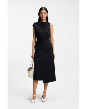 BOSS Mercerised-Cotton Dress With Cowl Neckline - Black