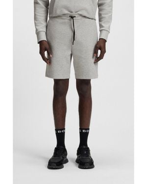 BOSS Cotton-Blend Shorts With Stripe Details - Grey