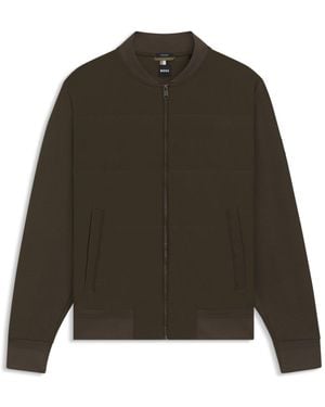 BOSS Cotton-Blend Zip-Up Sweatshirt With Padded Front - Green