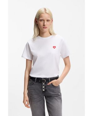 HUGO Cotton-Jersey T-Shirt With Heart Logo - White