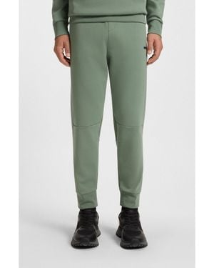 BOSS Cotton-Blend Tracksuit Bottoms With Striped Trims - Green
