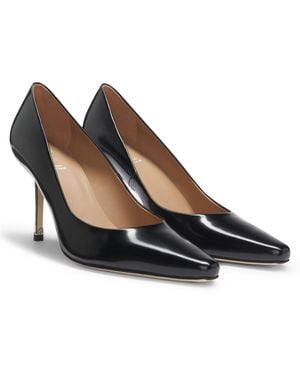 BOSS Leather Court Shoes With-Tone Heel - Black