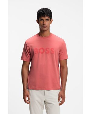 BOSS Tonal Flock-Logo T-Shirt - Pink