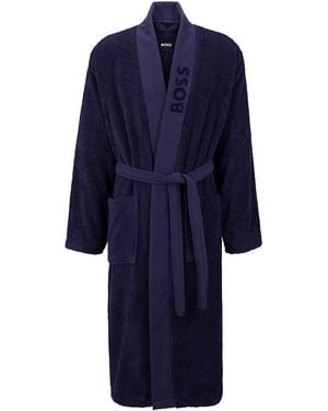 BOSS Logo-Lapel Dressing Gown - Blue