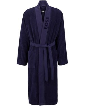 BOSS Logo-Lapel Dressing Gown - Blue